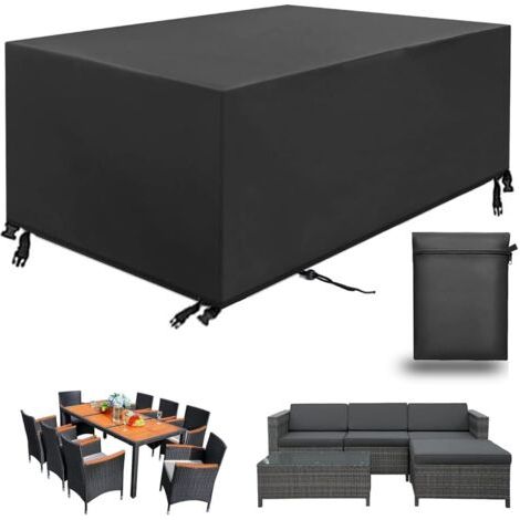 Housse de table de jardin rectangulaire 150x90x75 cm – Tissu Oxford 420D imperméable – Résistante à la déchirure – 4 sangles ajustables