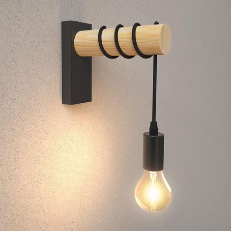 Wandleuchte für den Innenbereich, industrielle Vintage-Wandlampe aus Metall und Holz (1/5)