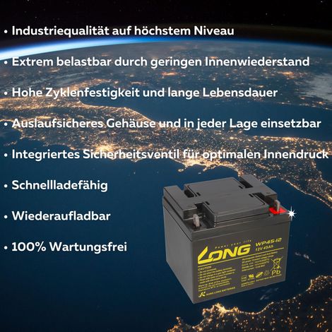 Akku für Panasonic LC-P1242AP 12V 45Ah AGM Batterie