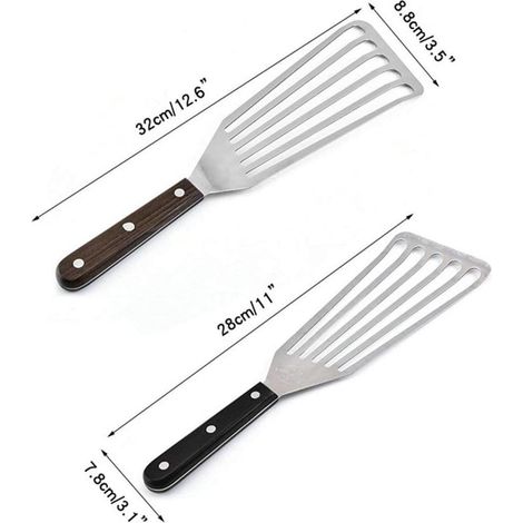 Set di spatole in acciaio inox - 2 pezzi - Manico in legno (1/5)