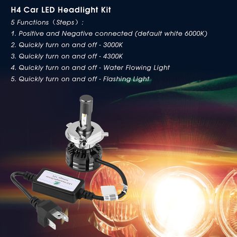 H4 LED-Blitzlicht-Scheinwerferlampen für Autos mit integriertem Umrüstsatz (paarweise erhältlich) (1/5)