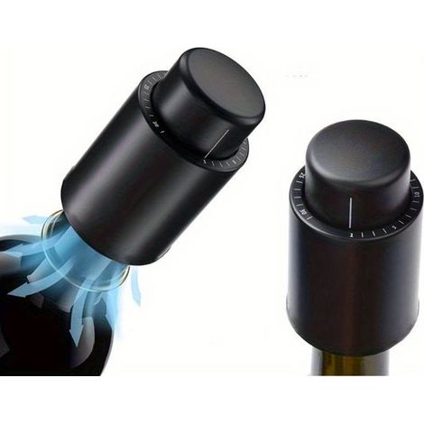 Juego de 2 tapones para botellas de vino con marcas de tiempo，tapones de vacío para champán，botellas reutilizables para almacenar vino