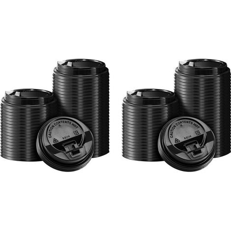 400 Couvercles de Tasse à Café, Couvercles en Plastique Jetables de 3,54 Pouces pour Gobelets en Papier de 10 Oz, 12 Oz, 16 Oz et 20 Oz, Noir
