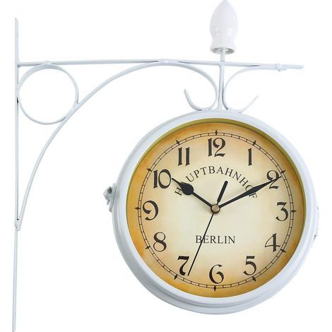 Retro Station Clock, Double Dial Wall Clock for Indoor and Outdoor Use (1/5)