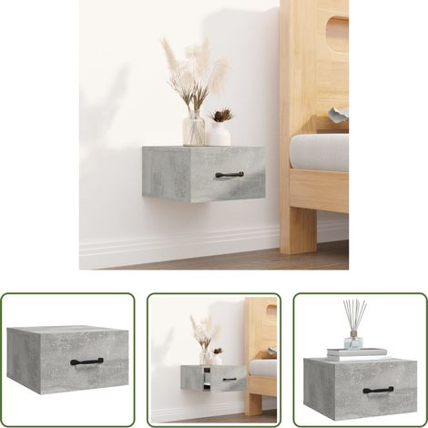 vidaXL Nachttisch - Wand-Nachttisch Betongrau 35x35x20 cm (1/5)
