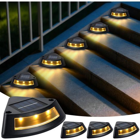 Lampe Solaire Exterieur Escalier, Lot de 4 Lumière d'Escalier Solaire, Imperméables Eclairage LED Lumiere Solaires Exterieur Lampes Décorations pour Clôture Jardin Chemins Patios(Blanc Chaud) (1/5)