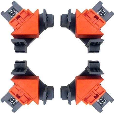 Serre-joints d'angle pour le travail du bois (lot de 4) assemblage précis à 90° pour le travail du bois, serre-joints en T et d'angle