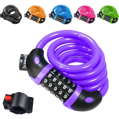 antivol Velo(violet),cadenas De Velos Long 120cm X 12mm,cble Antivol Pour Vlo Scooter Motos Portail Vlo Avec 5 Chiffres Intelligente Code Et Vlo P (1/5)