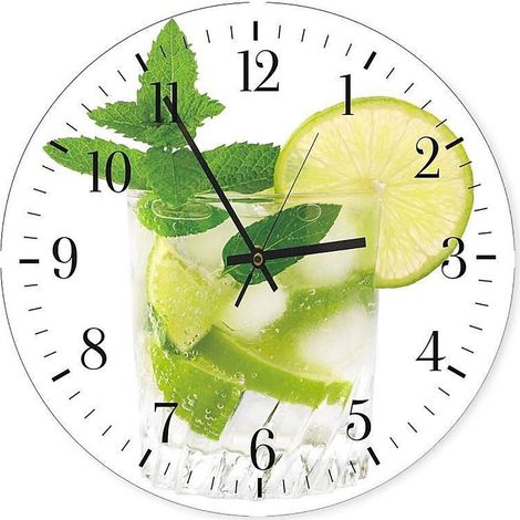 Horloge Murale Rafraîchissante Mojito Design Vibrant - 40 x 40 cm