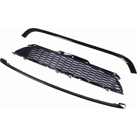 Grille de Pare-chocs Avant, Inserts de Calandre de Pare-chocs de Capot Avant Noir Brillant 3 Pièces/ensemble adapté pour R55 R56 R57 R58 R59 S JCW