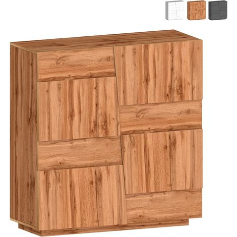 Aparador moderno 2 puertas armario recibidor multiusos 120 x 44,6 x 126 cm Seeley - Roble (1/5)