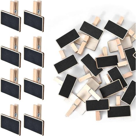50 x Wooden Chalkboard, Wooden Notice Board with Clip, Mini Rectangular Blackboard for Memo, Table Numbers, Wedding, Bar, Food Label, Party Decoration (1/5)