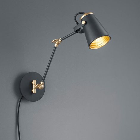 Moderne Wandleuchte EDWARD in Schwarz matt, variabel verstellbar, Höhe 25cm (1/3)