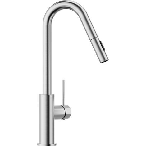 CECIPA MAX Rubinetto da cucina estraibile, miscelatore monocomando, girevole a 360°, moderno rubinetto per lavello da cucina con 2 getti, spazzolato