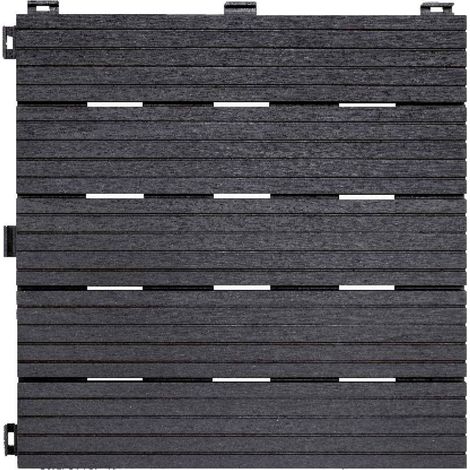 Dalle Terrasse Grise 45x45 cm - Aspect Bois en Caoutchouc - Résistante et Esthétique - D-Work