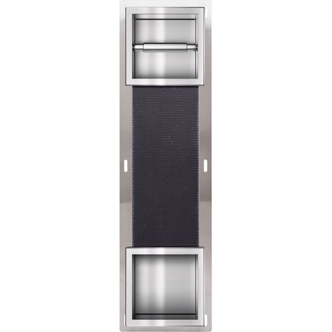 Balneo Distributeur papier-toilette encastrable avec porte 74x20,8x14,7cm, acier inoxydable, finition inox, WALL-BOX PAPER 2 (1/5)