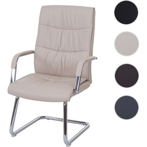 Chaise de conférence HWC-A49, chaise visiteur cantilever, similicuir - noir (1/5)