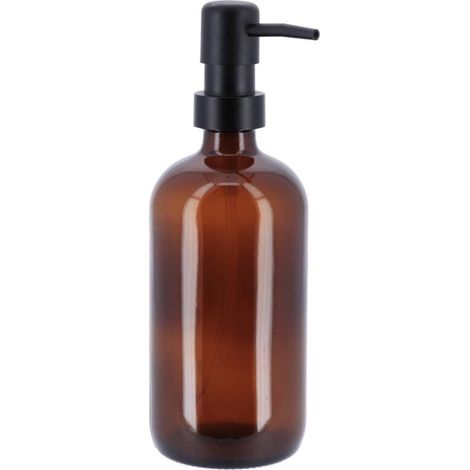 Distributeur a savon verre pompe noir mat 500 ml- ambre -