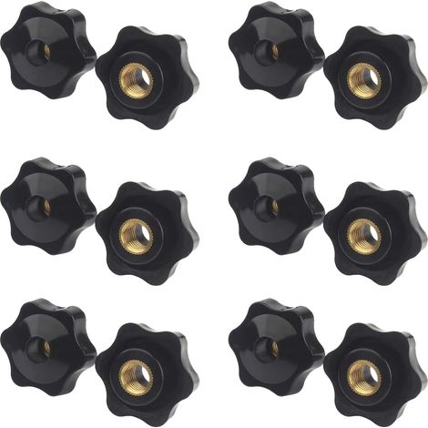 Lot de 12 écrous en étoile M5 × 25 mm - Filetage intérieur - Bouton de serrage - Écrou moleté - Tête en étoile - Pour machines, industrie, appareils électroniques (M5) (1/5)