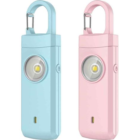 Alarm De Seguridad - 130 Db - Luz Estroboscópica - Recargable - Portátil Con Mosquetón - 2 Unidades (1/5)