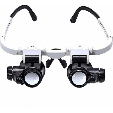 Lunette Loupe - 2 Lumières LED - Loupe Binoculaire - Lampe Loupe Grossissante pour Horloger, Lecture, Bijoutier, Couture - 8X-15X-23X