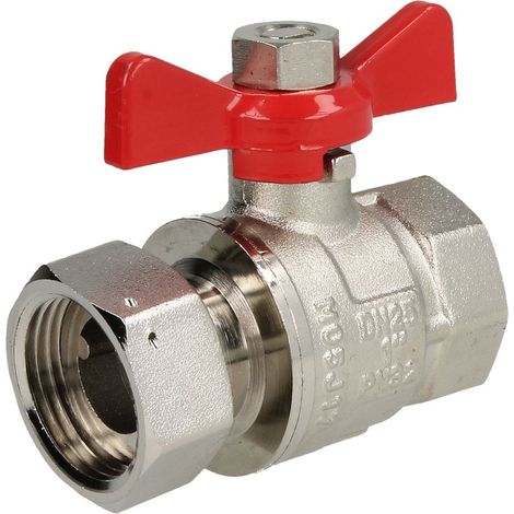 Robinet laiton 1 x 1 FF/écrou avec poignée papillon rouge