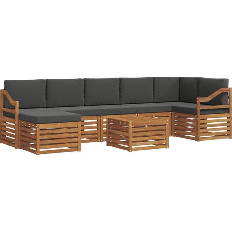 Conjunto de sofás de exterior 8 uds. Natural y Antracita vidaXL (1/5)