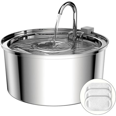Fontaine à Eau pour Chat 3,2 L Fontaine pour Chat en Acier Inoxydable, avec Pompe Silencieuse et 3 Pièces Filtre à Charbon Actif, Convient aux Chats, Chiens et Autres Animaux de Compagnie (1/5)