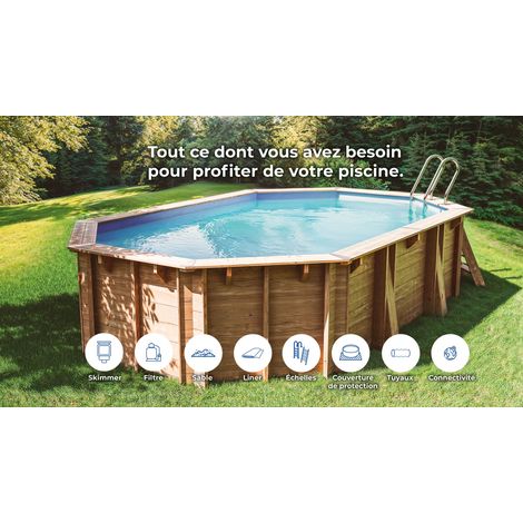 Piscine bois BAMBU 2 5,35 x 3,35m x H: 1,36m