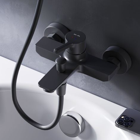 AM.PM Badewannenarmatur Wannenarmatur Schwarz Einhebelmischer Wandmontage Bad Messing Badewannen Armaturen