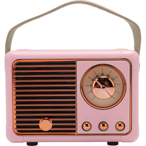 Enceinte Bluetooth vintage sans fil portable HM11 rouge clair, idéale pour les réunions à la maison et les randonnées en extérieur. Connexion téléphonique sans fil. (1/5)