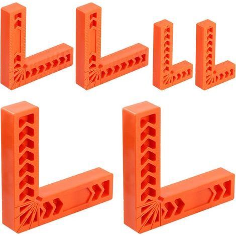 Lot de 6 équerres de positionnement à 90 degrés 7,6 cm, 10,2 cm et 15,2 cm, équerre de serrage à 90 degrés pour menuiserie, outils de charpentier, cadres photos, boîtes, armoires ou tiroirs (1/5)