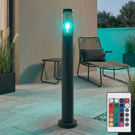 Lampada da terra lampada da terra in acciaio inox fumo antracite piantana da esterno giardino, telecomando dimmerabile, 1x LED RGB 8.5W 806Lm bianco caldo, DxH 7.6x80 cm (1/5)