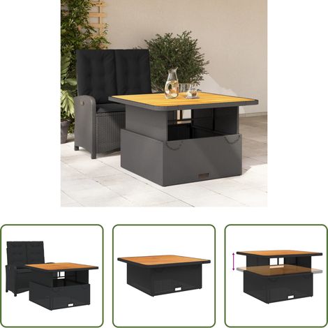 vidaXL Sitzbank - 2-tlg. Garten-Essgruppe mit Kissen Schwarz Poly Rattan (1/5)