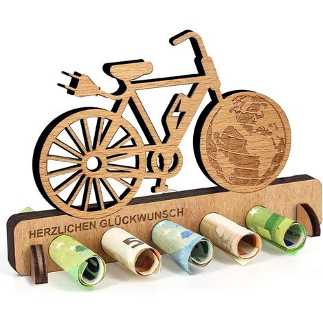 Ornement En Bois Forme De Vélo - Pour Cadeau En Argent - Décoration Intérieure - 16 x 9 cm - 1 Pièce (1/5)