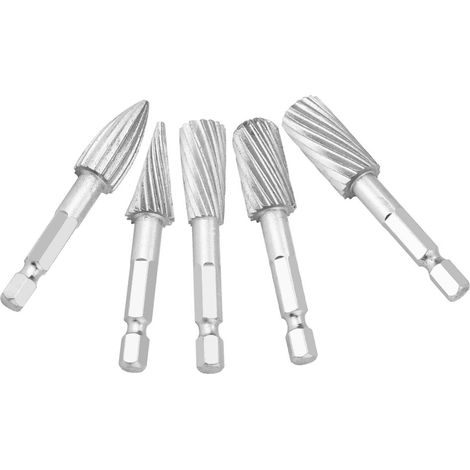 5 pièces fraises rotatives en acier rapide, queue de 6mm, pour aluminium et ferronnerie (1/5)