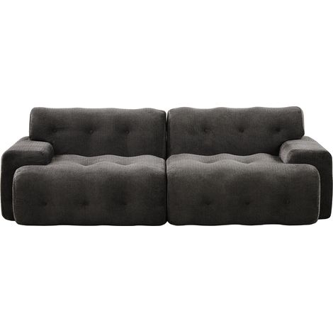 Canapé deux places en tissu chenille gris avec larges accoudoirs et design moderne (1/5)