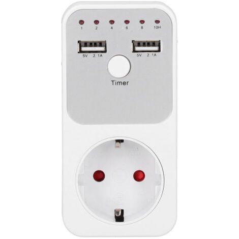 Prise de minuterie ¨¤ Compte ¨¤ rebours Num¨Rique Intelligente 180260V 13A USB avec 2 Port USB, ¨conomie d'¨nergie de 1 ¨¤ 10 Heures pour Ordinateur, Chargeur de t¨l¨Phone(EU Plug) (1/5)