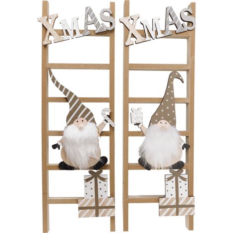 TrendLine Holzleiter XMAS 45 x 14 cm natur Weihnachtsdeko Leiter Holz