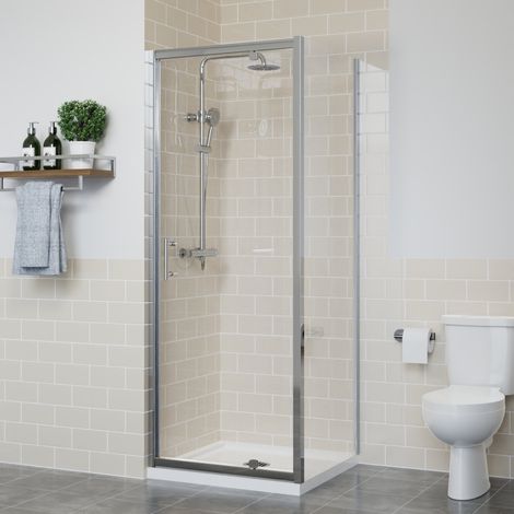 Bathroom Pivot Shower Door Enclosure Cubicle Reversible Screen with Side Panel 800 x 1000mm