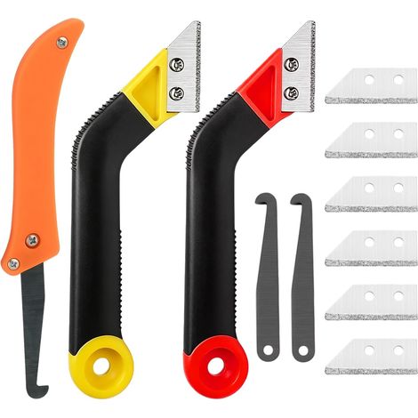 Kit d'outils pour enlever les joints de carrelage - Scie à main - Râteau coudé - Grattoir à joints - Idéal pour la rénovation de la maison, la réparation du sol (1/5)