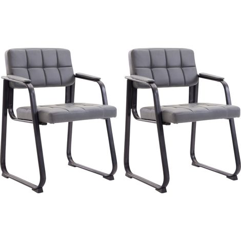 Set di 2 sedie per visitatori Canada B in finta pelle grigio