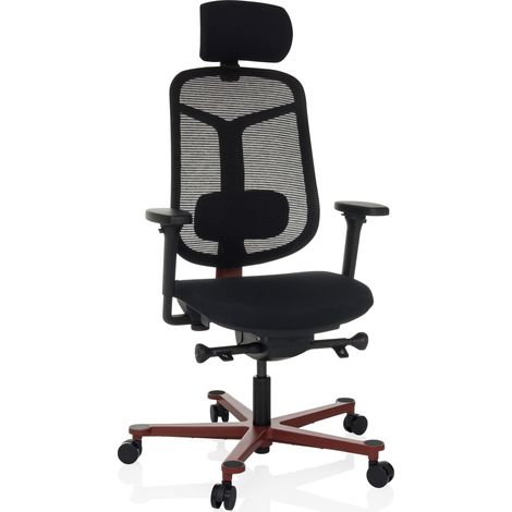 Bürostuhl / Chefsessel BICOLORE HIGH Netzstoff / Stoff schwarz / Gestell rot hjh OFFICE