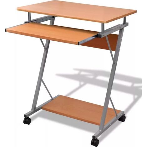 Bureau informatique bois marron métal Sirya (1/5)