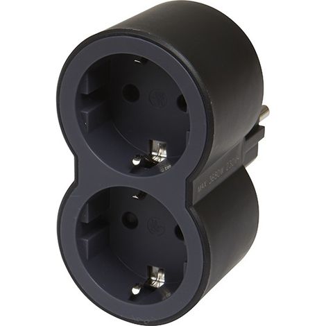ADATTATORE STANDARD 2X2P+T FRONTALE NERO - 16 A