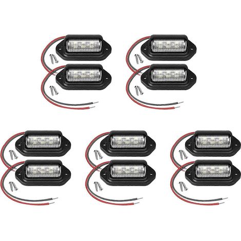 Lot de 10 éclairages LED 12V pour plaques d'immatriculation (voitures, bateaux, motos, avions, camping-cars, camions, remorques, éclairage extérieur) (1/5)