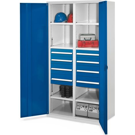 Kappes Schwerlastschränke mit Mitteltrennwand 1950x1000x600mm Vollblechtüren Modell 54 enzianblau