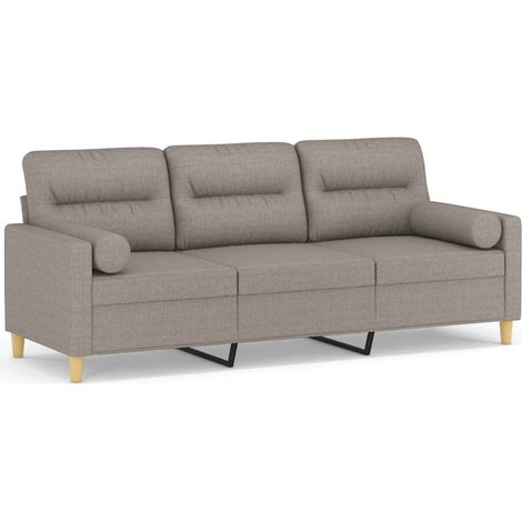 Maison Exclusive - Divano a 3 Posti con Cuscini Tortora 180 cm in Tessuto