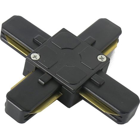 Jandei - Conector tipo cruz X para carril monofásico negro Carril led y accesorios