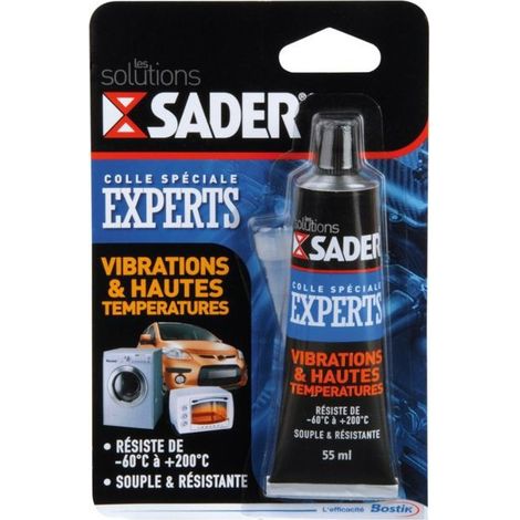 Colle multi-usage résistante aux vibrations et hautes températures – Pour caoutchouc, métal, verre, céramique, bois – 55ml – Sader (1/4)